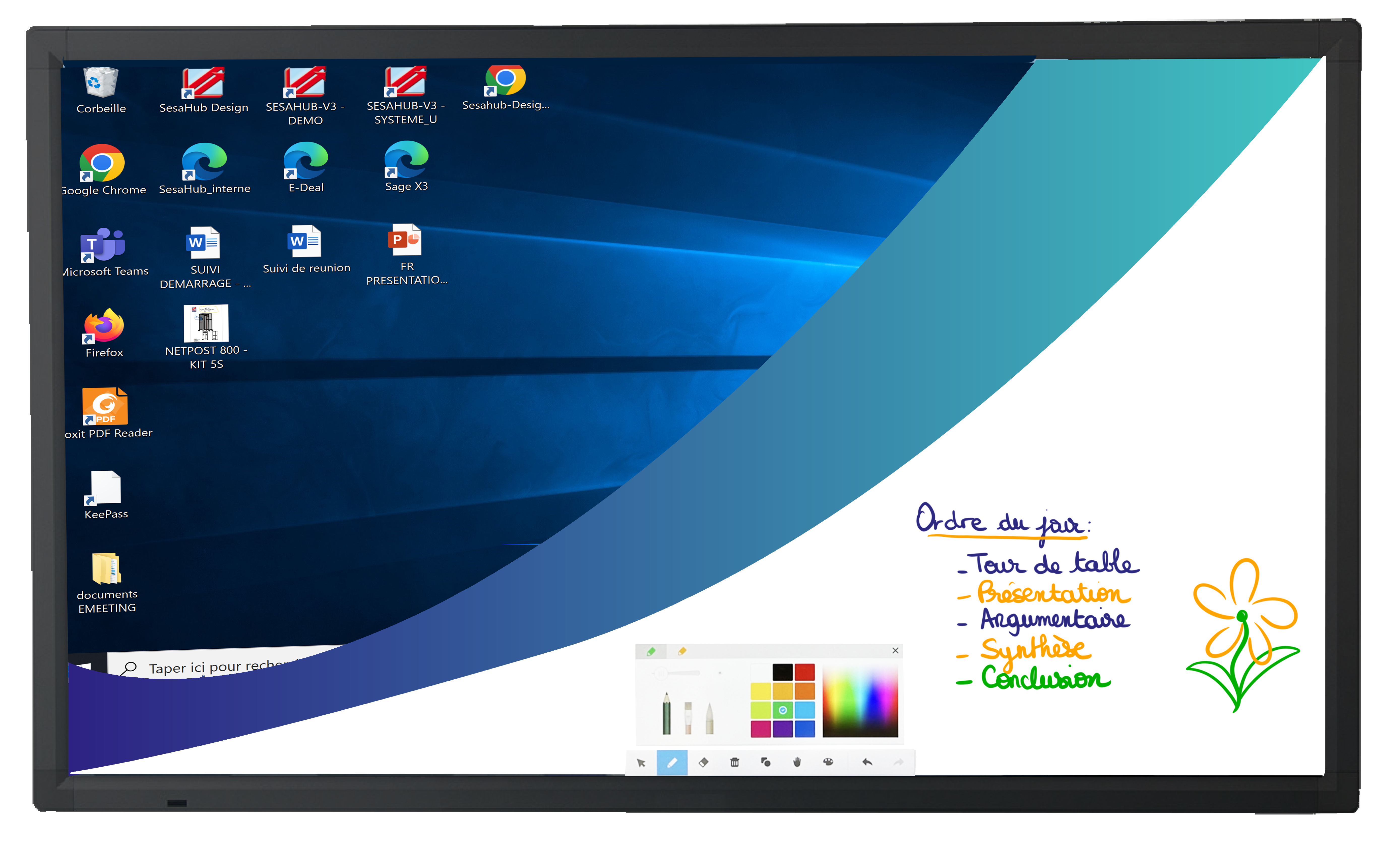 ECRAN INTERACTIF TACTILE EMEETING INCRUSTATION Ecran tactile interactif